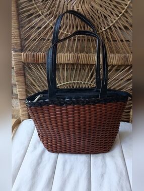 Vintage Ellepi Woven Leather Brown Tote Shoulder Bag